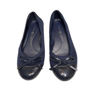 Karen Scott Rylee Womens 6M Blue Patent Workwear Classic Bow Ballet Flat Shoes